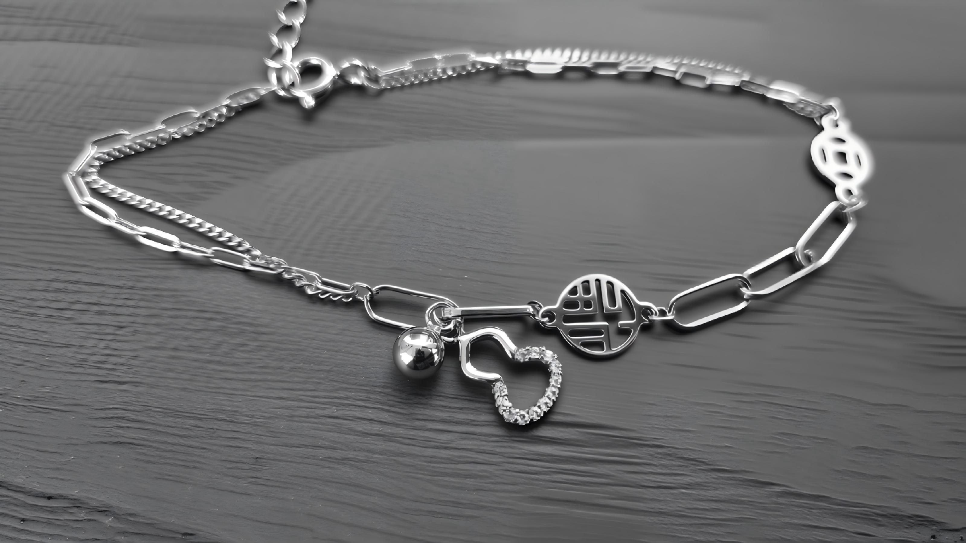 项链/珍珠/天然石项链/珍珠链条女款拼接气质/珍珠项链白底实物图