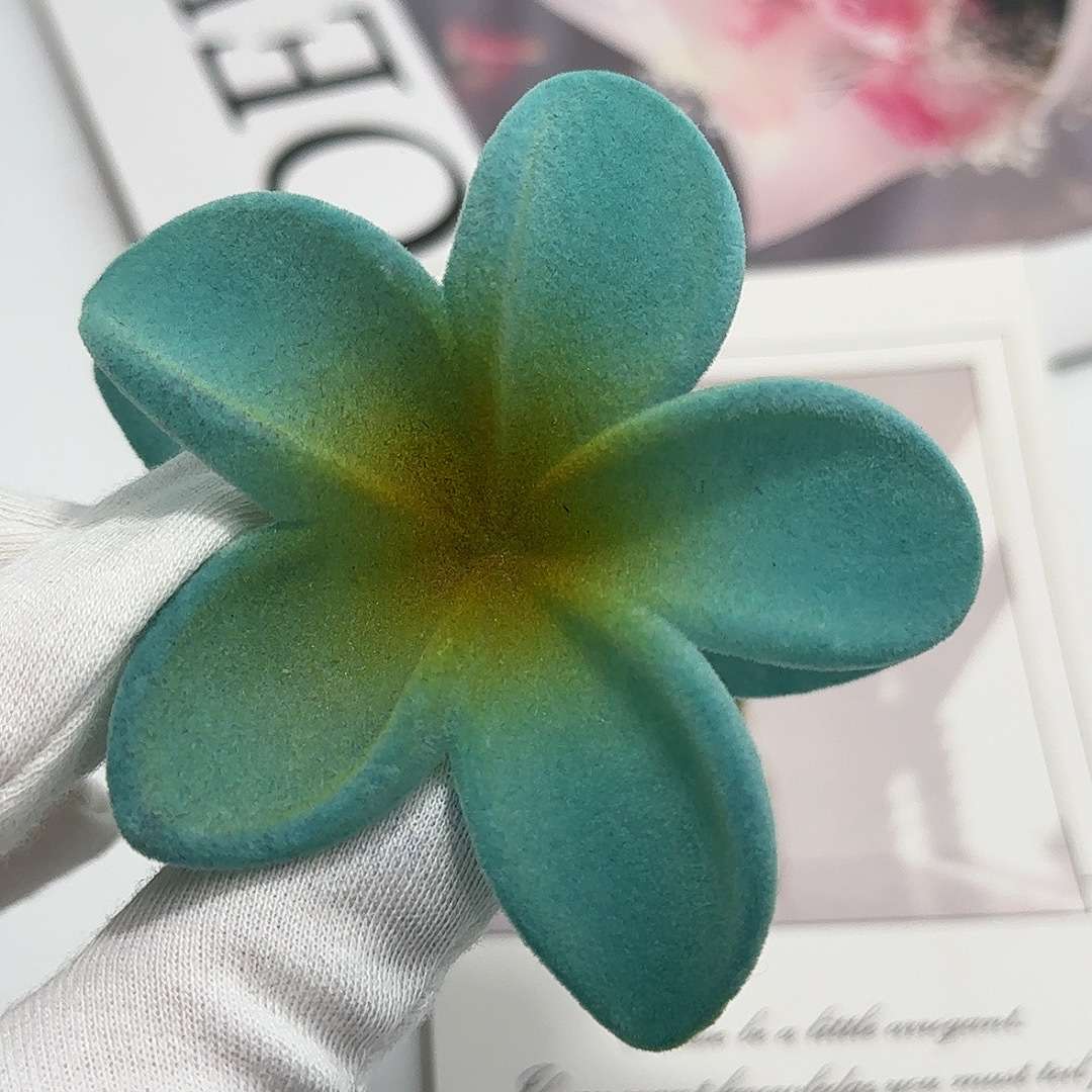 新款植绒欧美鸡蛋花抓夹后脑勺盘发抓夹时尚跨境花朵热销鲨鱼抓夹  琳琳饰品头饰