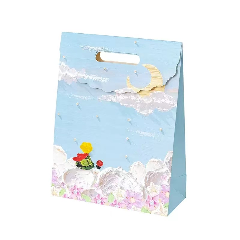 文艺油画翻盖礼品袋小号12*6*16，中号19*9*27，大号24*10.5*32cm详情3