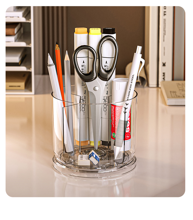 化妆刷收纳筒旋转防尘梳妆台化妆品收纳盒口红眼影置物架桌面笔筒详情9