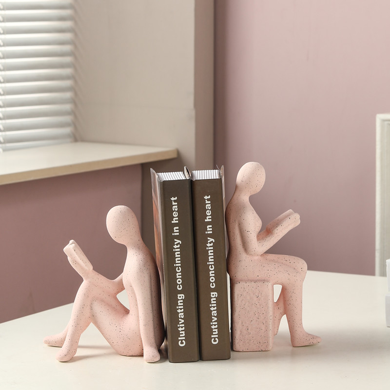 Minimalista viento figuras de cerámica stand book decoración simple creativo animal estante libro sujetador libro antideslizante soporte libro Specification image