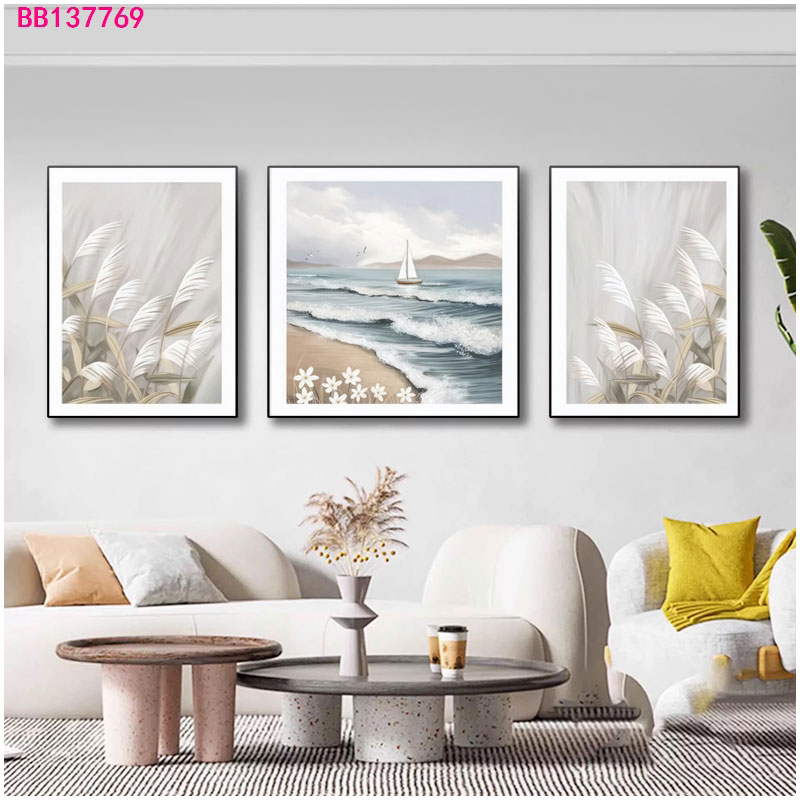 Three-line painting of dandelion, mountain range, welcoming pine, rural living room, bedroom, villa decorative painting, new Chinese-style mural details Picture