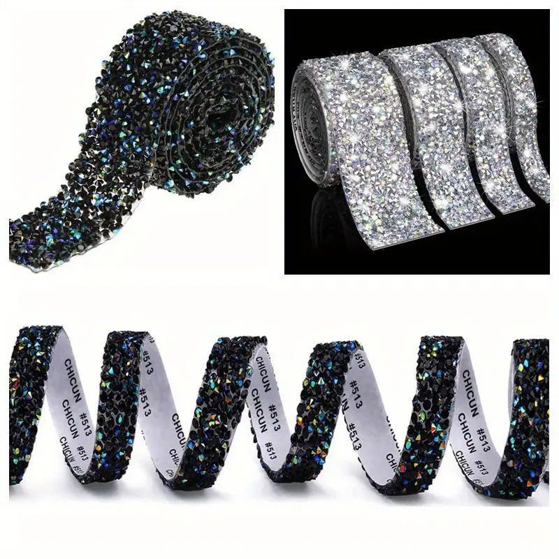Diamond stickers, flash diamond self-adhesive double-sided glue, DIY handmade shoes, bags, crystal clothing accessories, lace decoration, diamond chain stickers Specification image