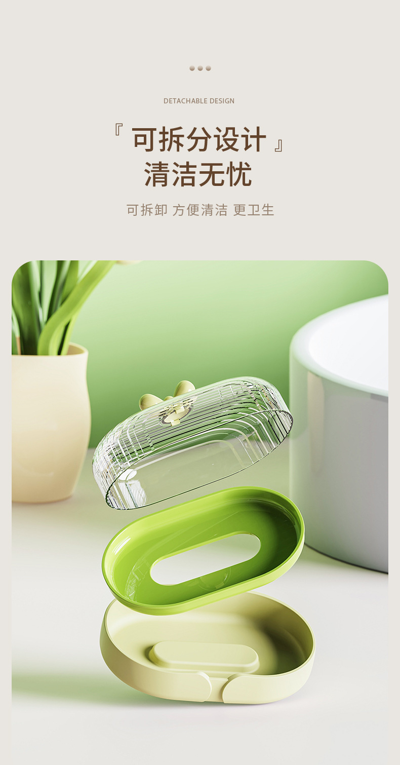 T54-Y-8550透明卫生间皂盒带盖防尘洗衣台阳台洗手间香皂肥皂收纳 detail image 5