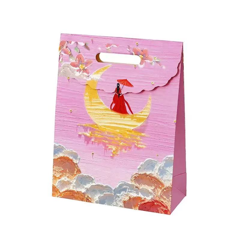 文艺油画翻盖礼品袋小号12*6*16，中号19*9*27，大号24*10.5*32cm详情6