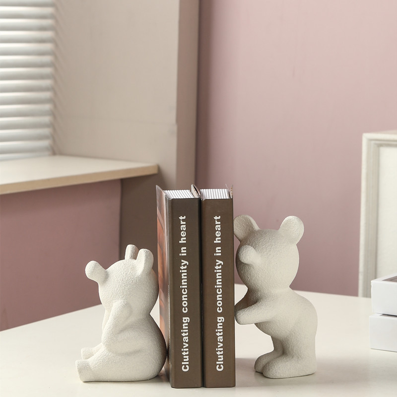 Minimalista viento lindo forma de conejo conejo de cerámica soporte de libro creativo portalibros gabinete decorativo sólo él pone artesanía Item Picture
