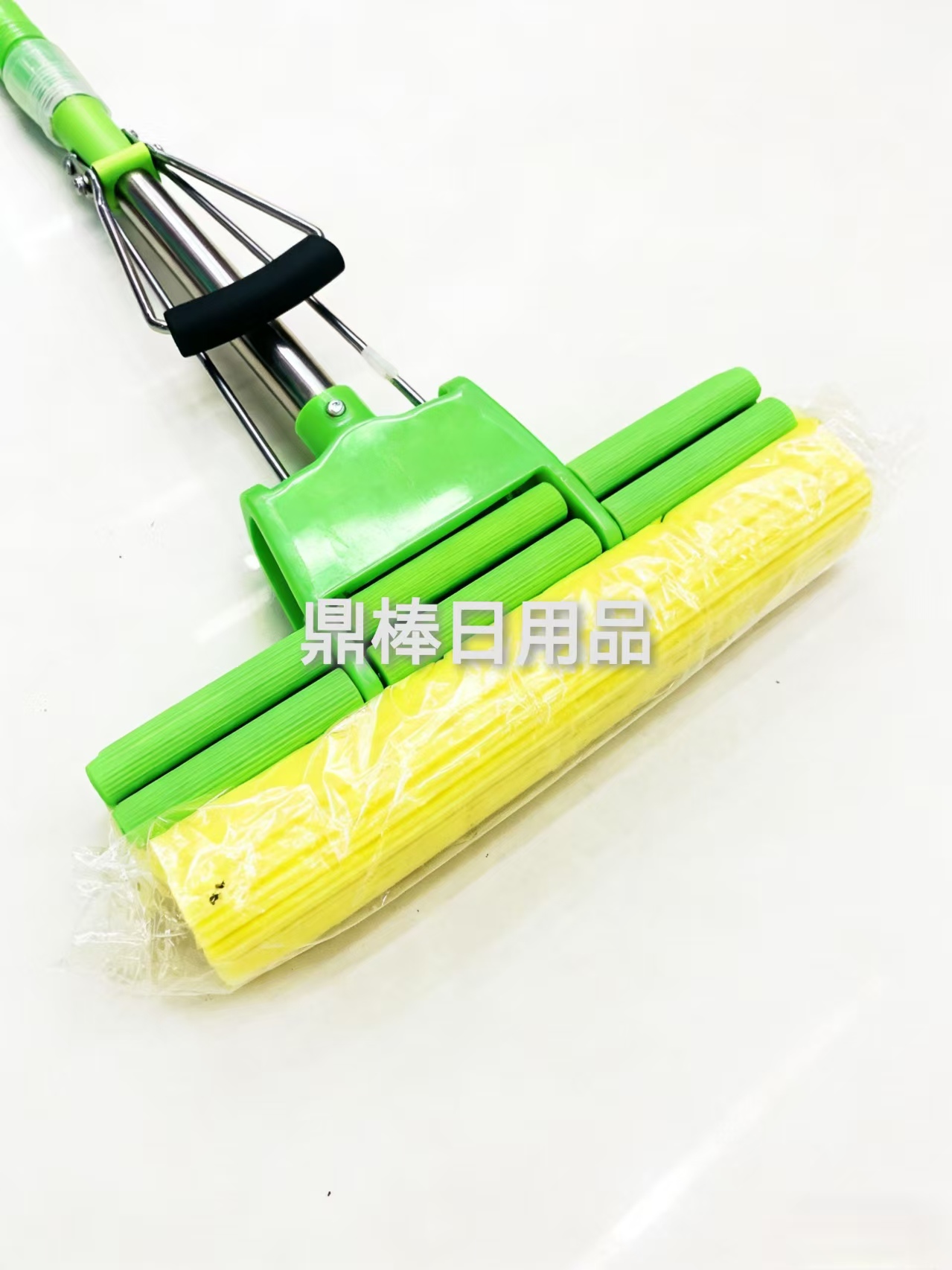 黄色海绵拖把 可替换头胶棉拖把杆子可伸缩