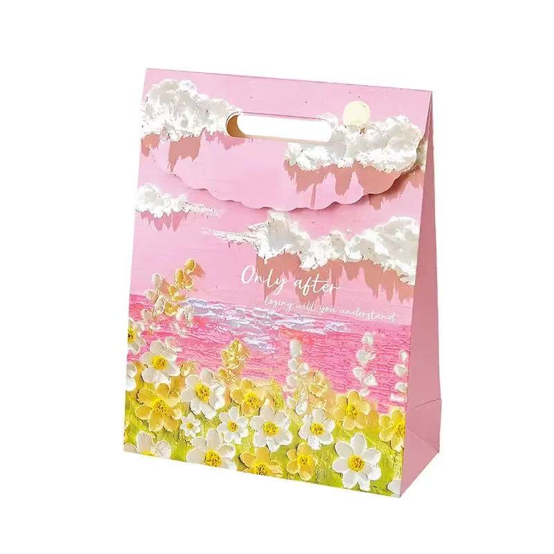 文艺油画翻盖礼品袋小号12*6*16，中号19*9*27，大号24*10.5*32cm详情4