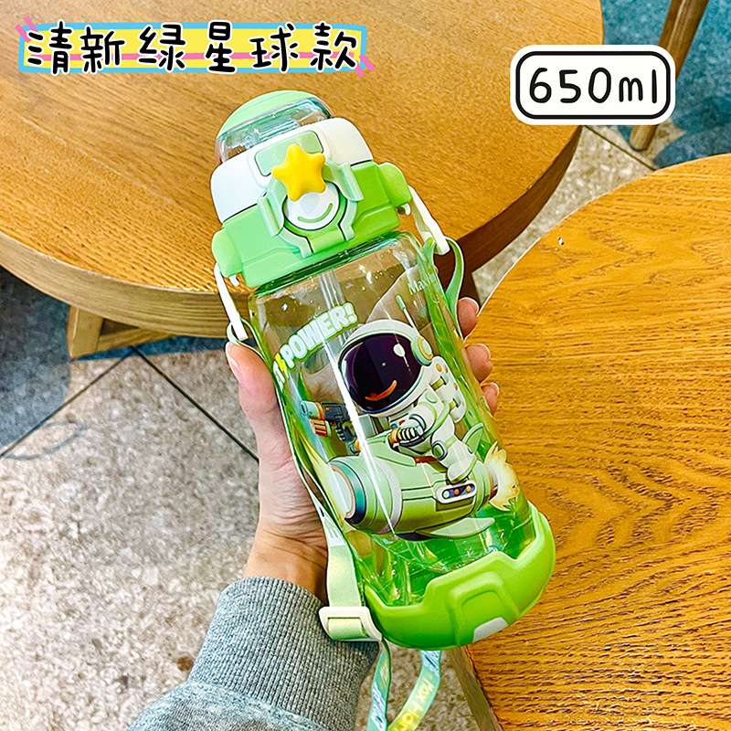 Y255-HC-5754儿童带吸管杯可爱卡通塑料便携大容量学生上学专用