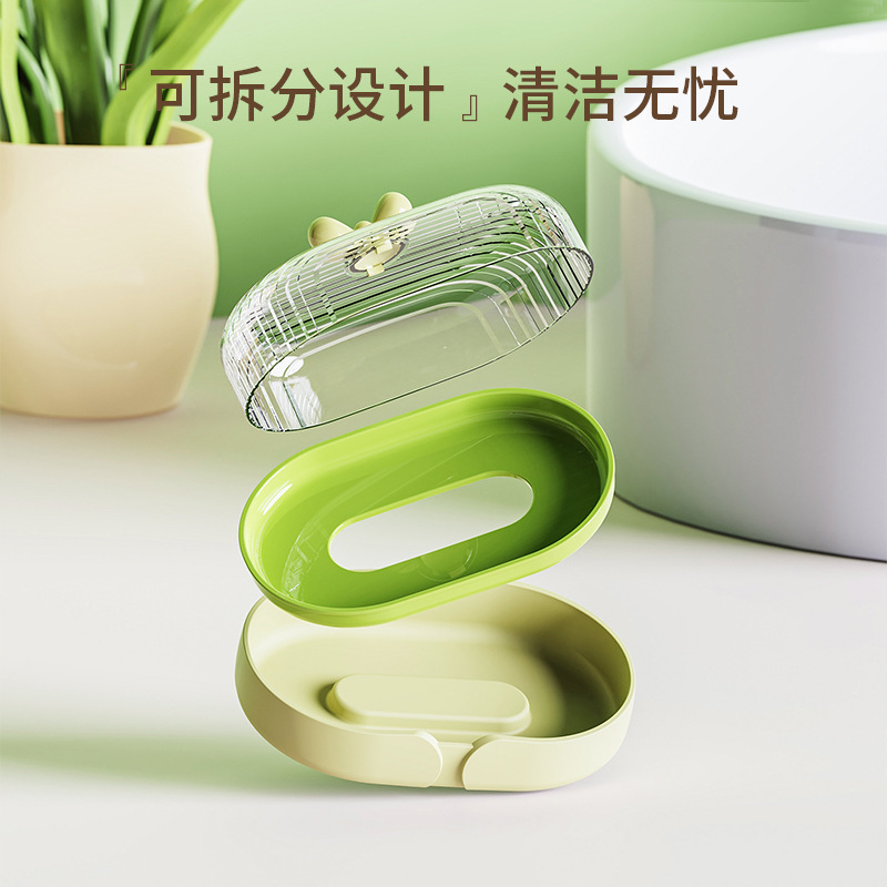 T54-Y-8550透明卫生间皂盒带盖防尘洗衣台阳台洗手间香皂肥皂收纳 details Picture