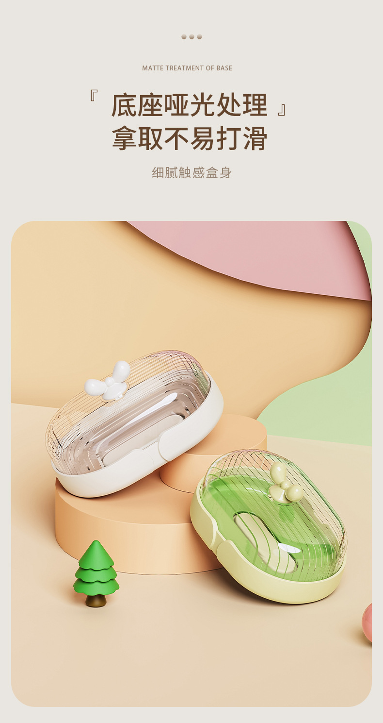 T54-Y-8550透明卫生间皂盒带盖防尘洗衣台阳台洗手间香皂肥皂收纳 detail image 7