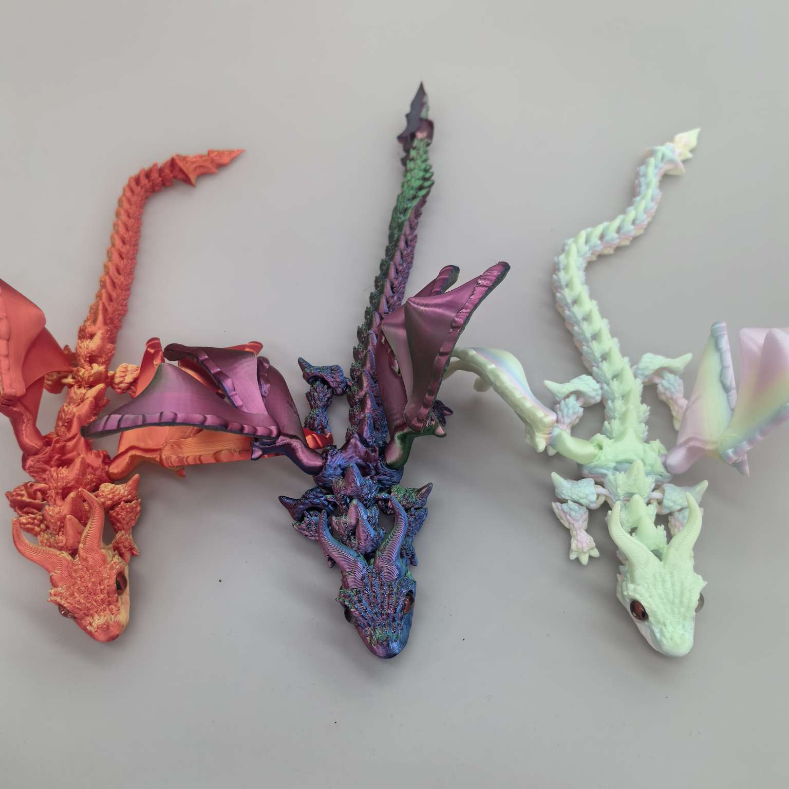 3D打印双角飞龙带翅膀多关节灵活可动镭射渐变爆款模型儿童玩具3D打印玩具