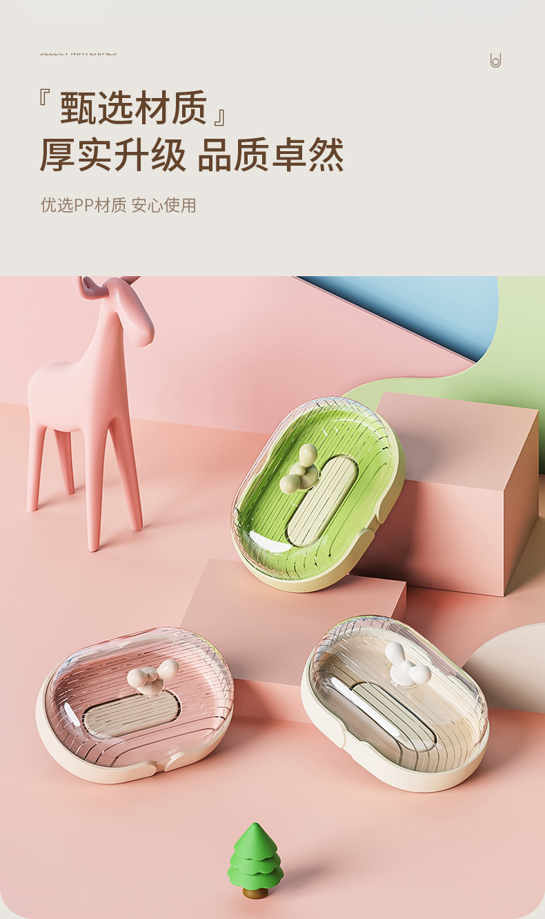 T54-Y-8550透明卫生间皂盒带盖防尘洗衣台阳台洗手间香皂肥皂收纳 detail image 6