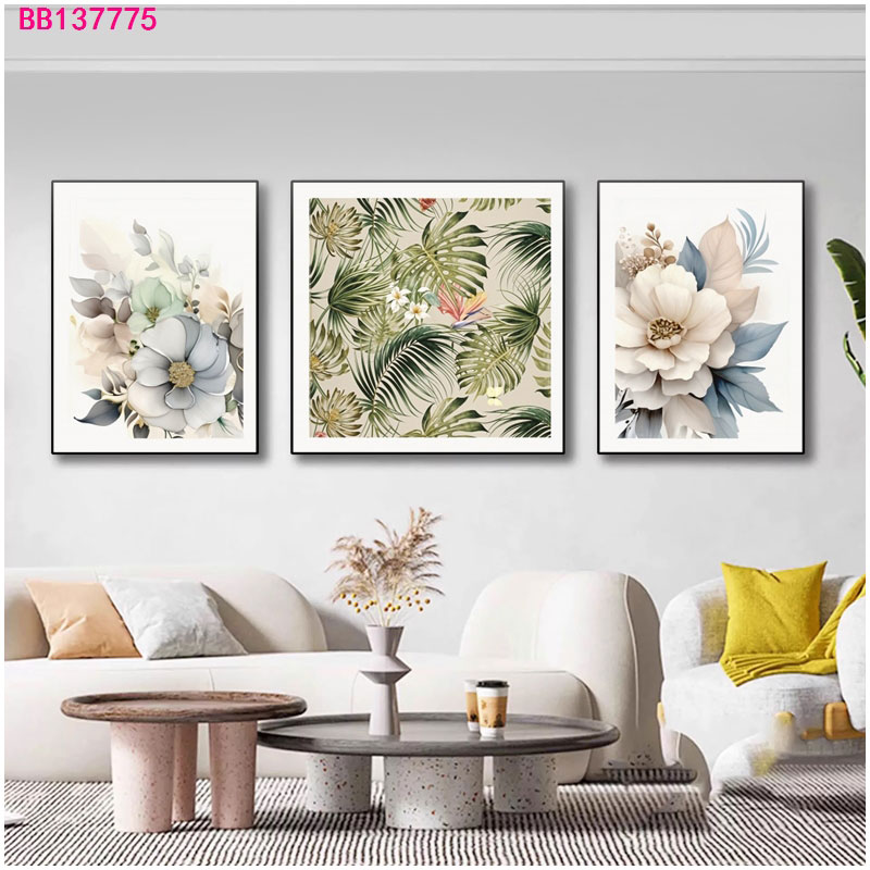 Three-line painting of dandelion, mountain range, welcoming pine, rural living room, bedroom, villa decorative painting, new Chinese-style mural Application Scenario