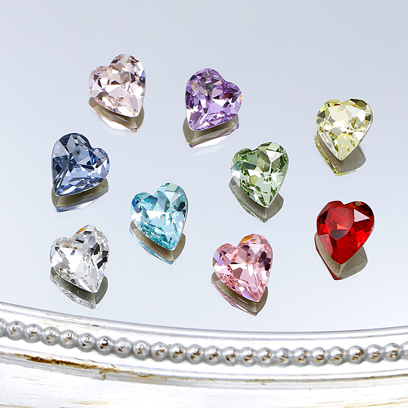 东洲水晶爱心美甲钻心形尖底钻高档K9玻璃钻美甲饰品网红爆款批发