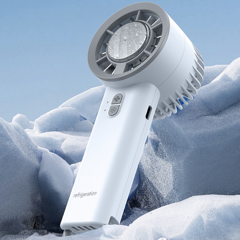 跨境半导体冰敷制冷风扇手持便携式小型桌面充电涡轮迷你usb风扇 白色