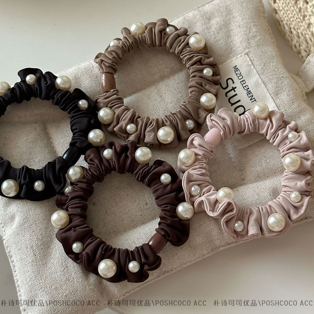 Korean-style simple pleated satin small intestine hair tie, hair tie, hair band, high-end look, ponytail hair tie, elegant hair accessory