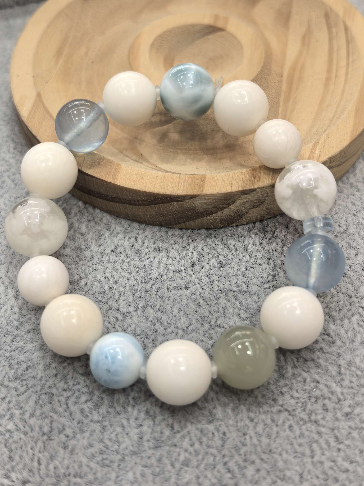 猛犸牙水晶文玩手串海纹石海蓝宝和田玉手串文玩手串水晶手串香珠文玩手串奶噗噗手串详情图3