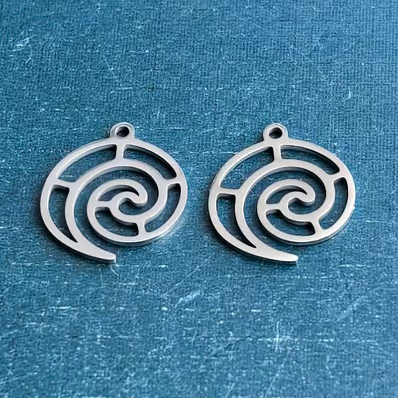 跨境外贸钛钢不锈钢DIY饰品配件无限循环漩涡螺旋纹手链吊坠项链