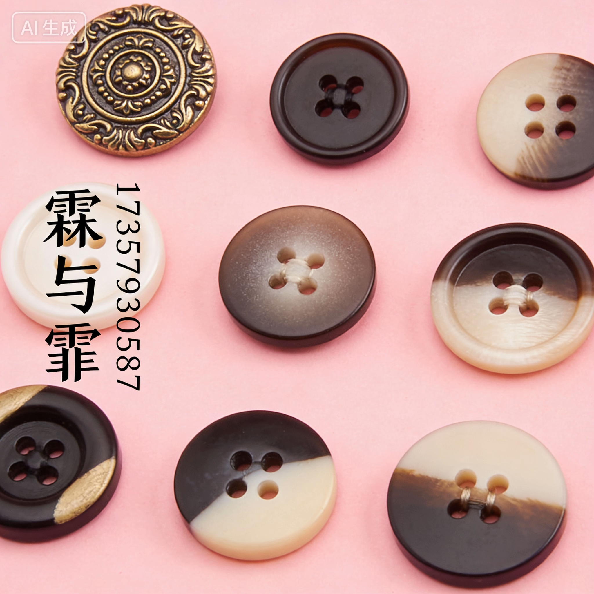 霖与霏钮扣 时尚潮流 款式新颖大气 简约时尚白底实物图