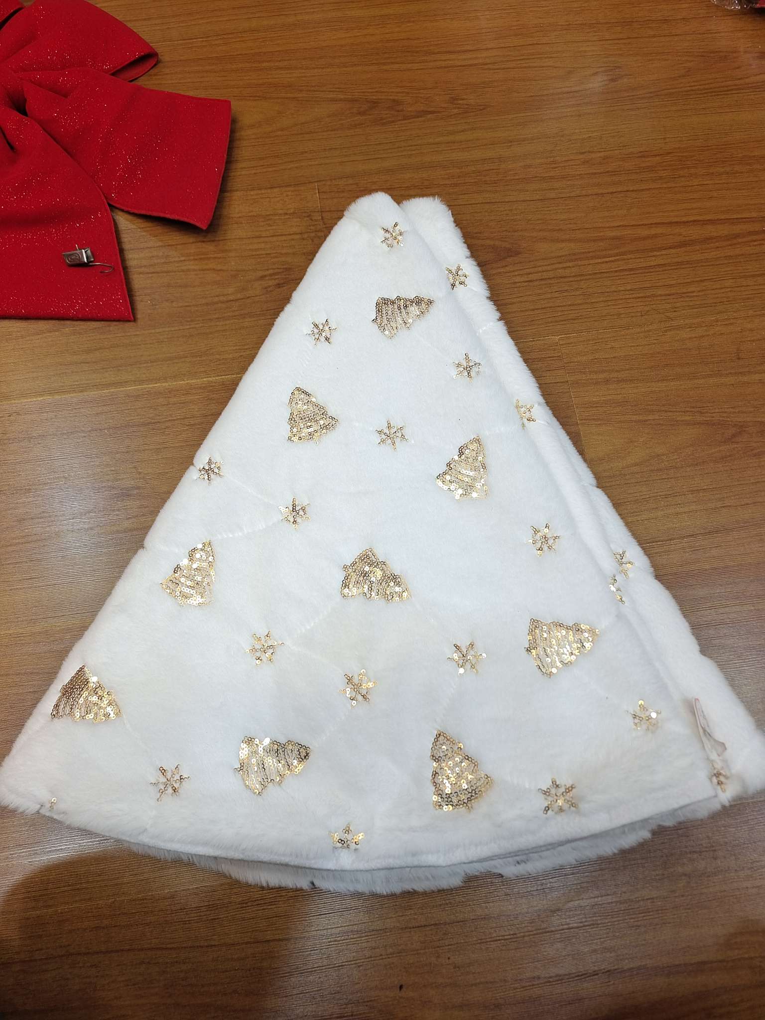 毛绒树裙白色圣诞用品装饰品