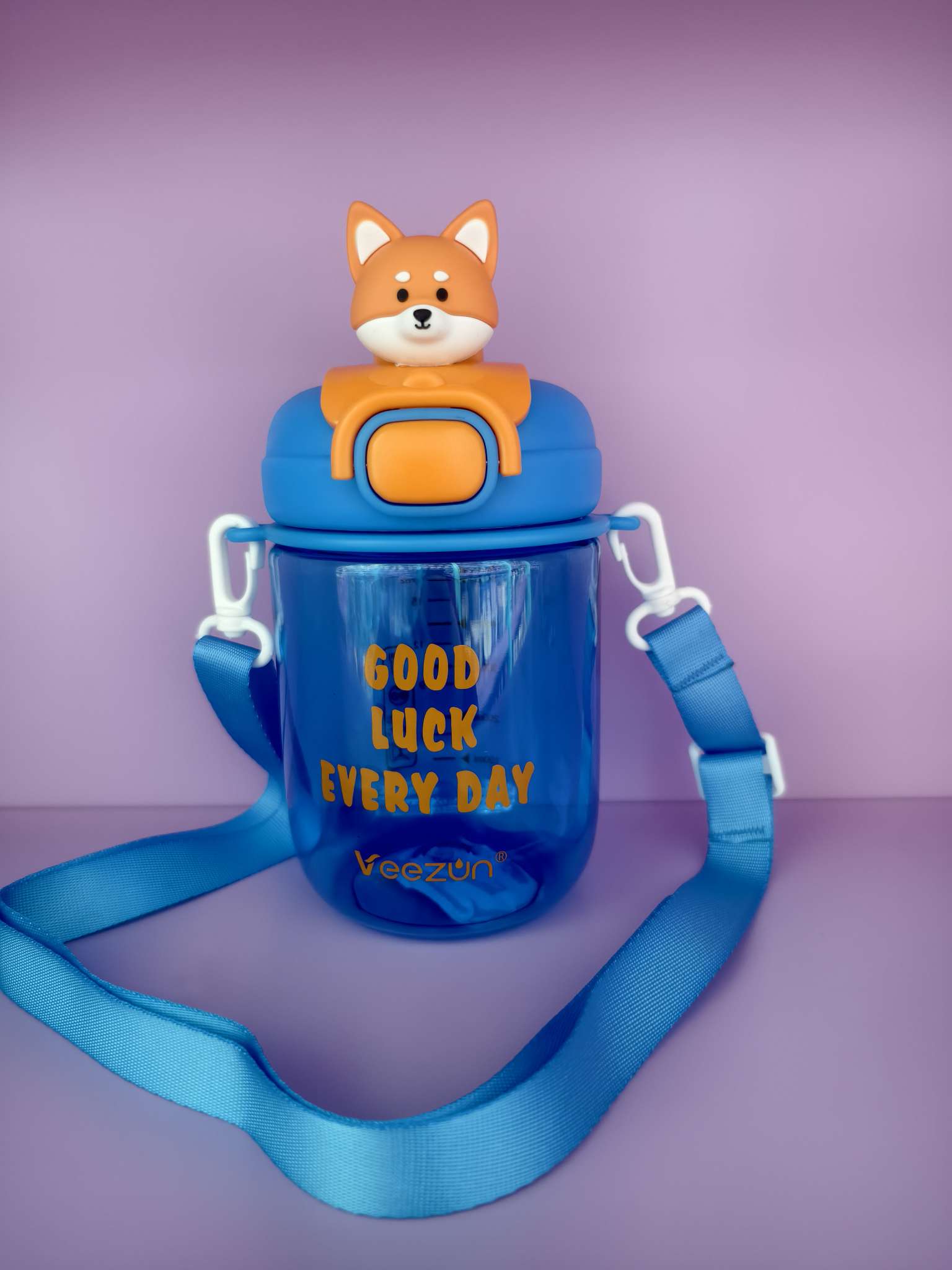 Cartoon diagonal cross children's straw cup Plastic water cup 180ml cute leak-proof portable cup