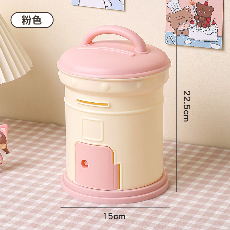 J192-W3509儿童可爱邮箱存钱存钱罐塑料储物存钱罐白底实物图