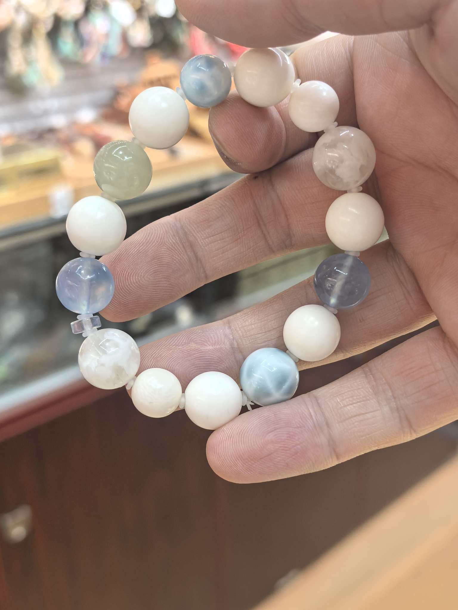 猛犸牙水晶文玩手串海纹石海蓝宝和田玉手串文玩手串水晶手串香珠文玩手串奶噗噗手串详情图7