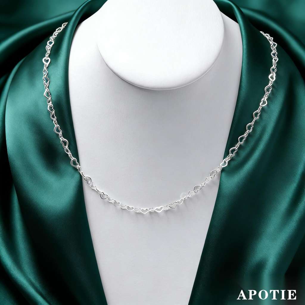 s925 pure silver heart-shaped circle plain chain collarbone chain pic 4