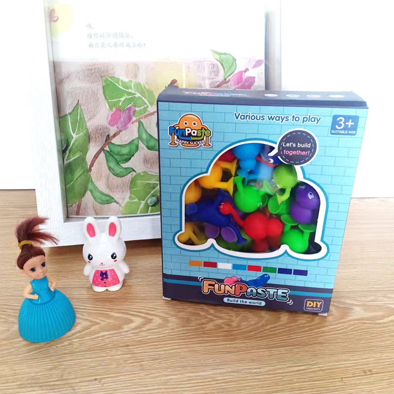 Children's educational toys, DIY building blocks, soft rubber building blocks, bathroom suction cups, water play toys, animal series mixed styles detail image 2