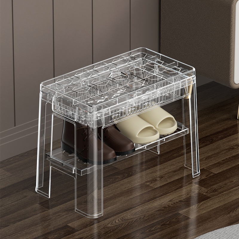 时尚极简小板凳子彩色透明亚克力换鞋凳儿童家用门口平板矮凳简约