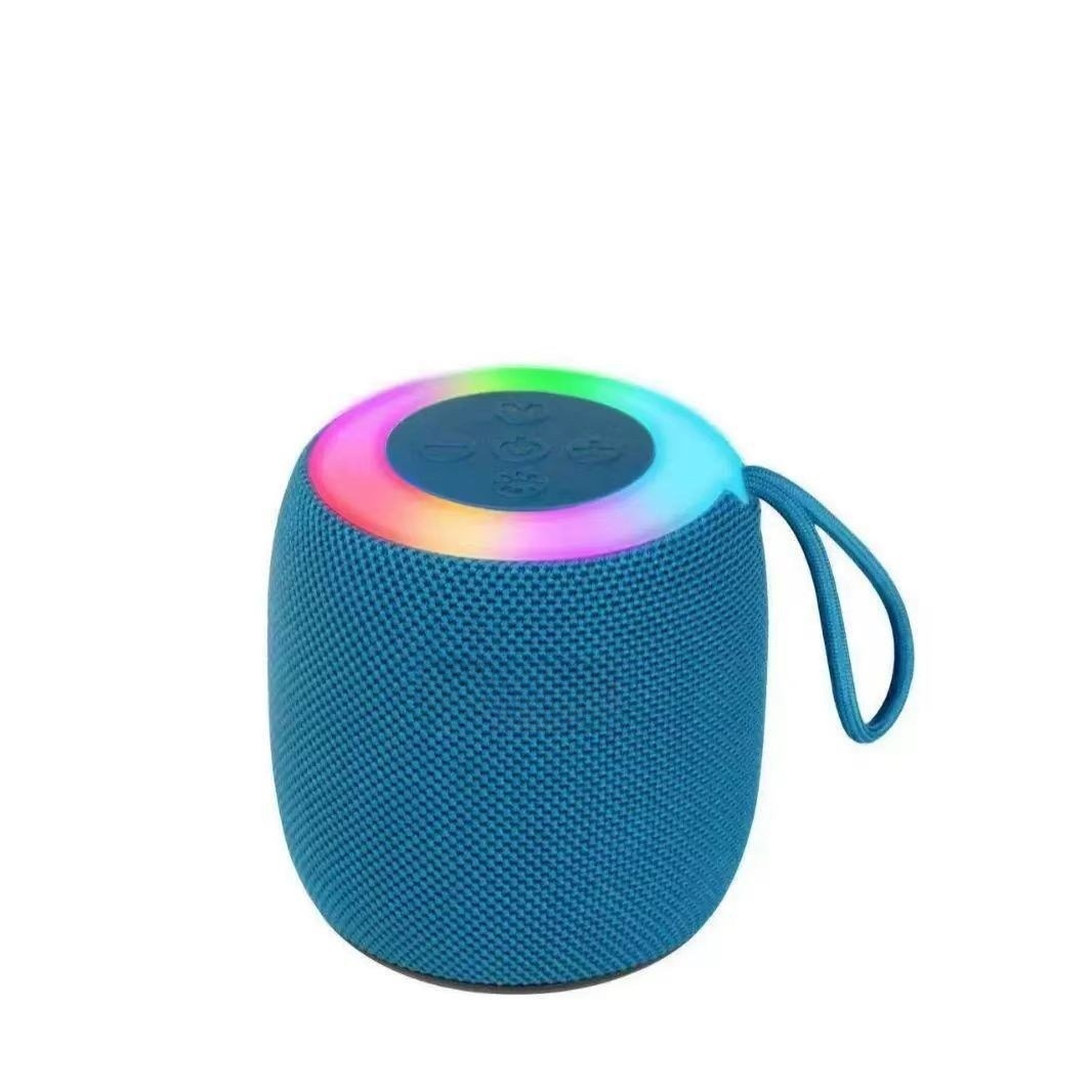 新品309无线蓝牙音响七彩氛围夜灯户外便携式迷你布艺小低音炮音 蓝色 