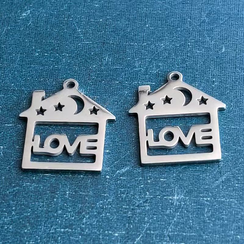 跨境外贸星星月亮房屋LOVE不锈钢钛钢手链吊坠项链DIY饰品配件