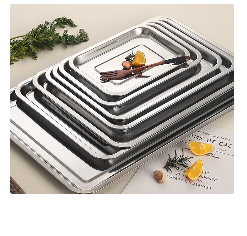 加厚带磁不锈钢平边方盘反边方盘 加厚加深家用商用烤鱼盘烘焙盘烤箱盘面包盘详情21