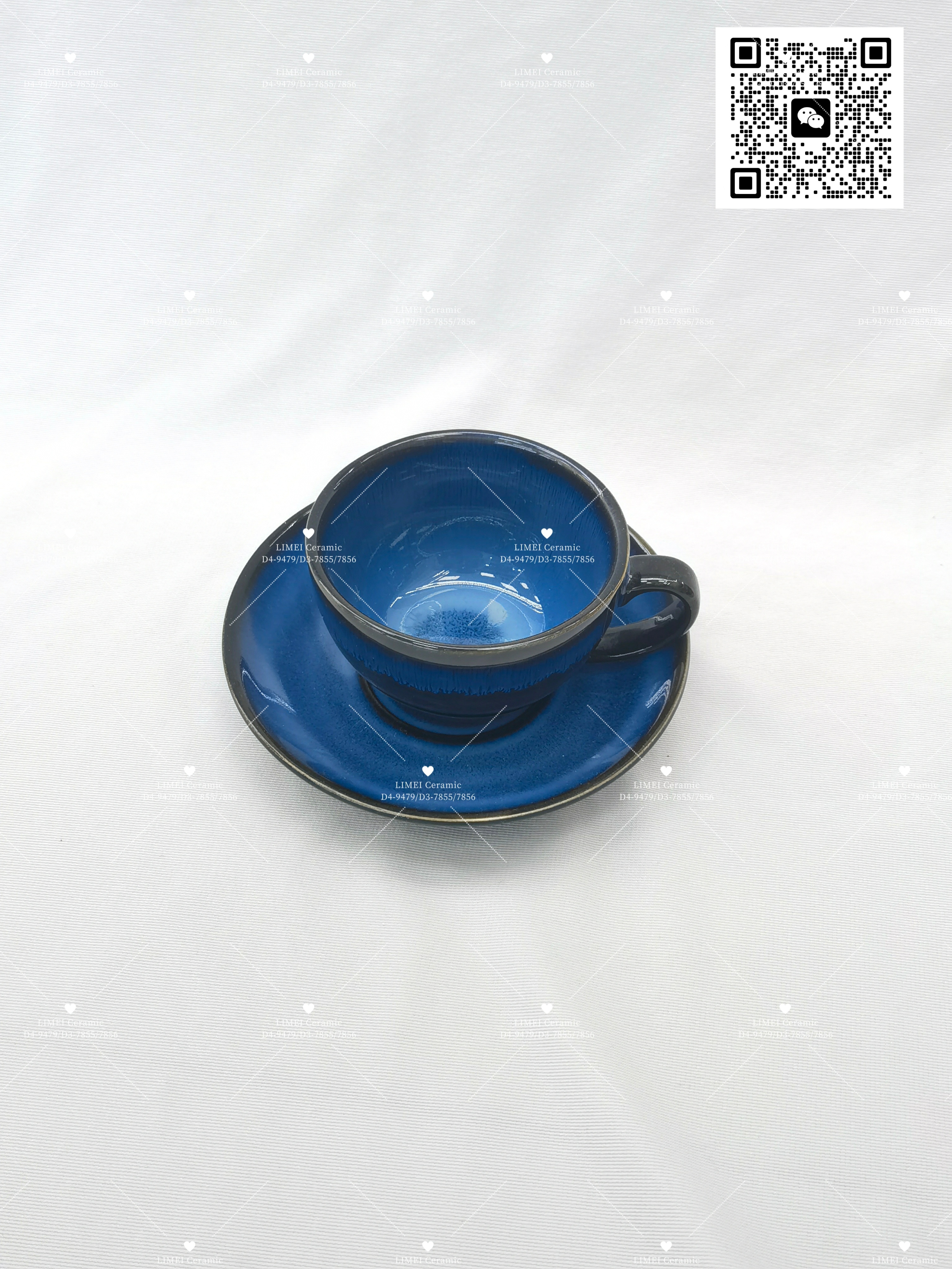 Limei Ceramics British Light Luxury Plate, deep blue afternoon Tea cup, Oil painting Bone China Coffee Cup, Creative Souvenir, Ceramic Cup Factory direct sales details Picture