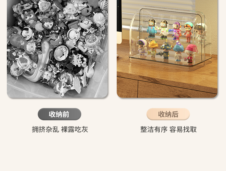 盲盒收纳展示架透明亚克力防尘柜子手办收纳盒适用泡泡玛特展示盒详情6