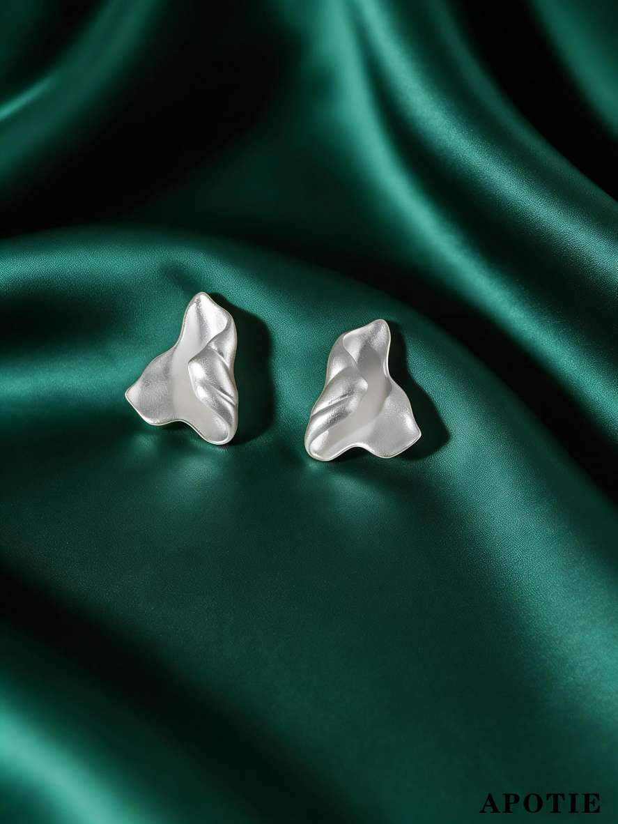 s925 sterling silver Japanese and Korean style simple and elegant matte finish earrings