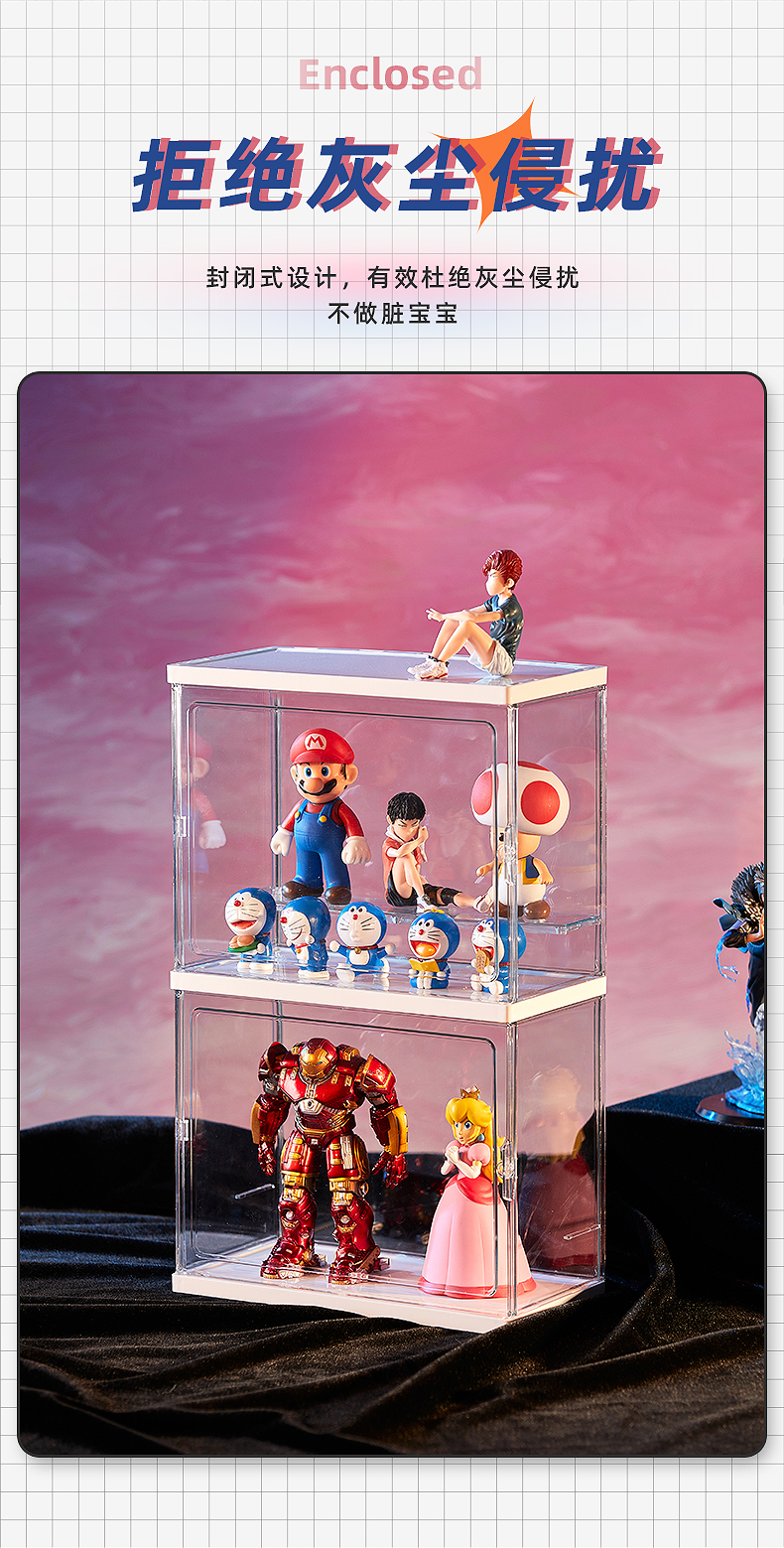 盲盒收纳展示架亚克力透明手办摆件展示柜适用于泡泡玛特展示盒子详情5