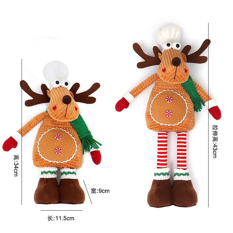 跨境新款站立可伸缩老人雪人公仔粉色亮片玩偶圣诞节装饰橱窗摆件 