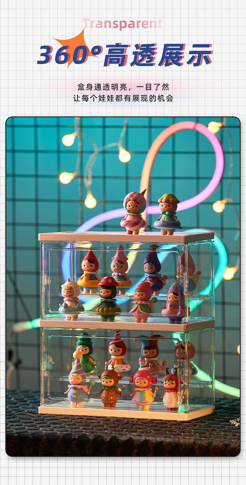 盲盒收纳展示架亚克力透明手办摆件展示柜适用于泡泡玛特展示盒子详情3