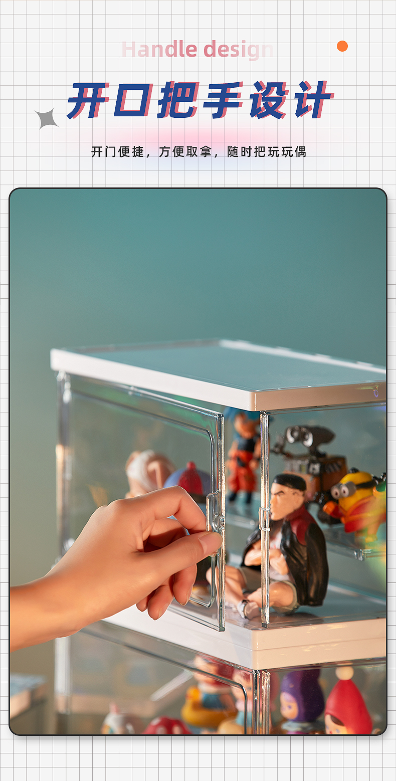 盲盒收纳展示架亚克力透明手办摆件展示柜适用于泡泡玛特展示盒子详情7
