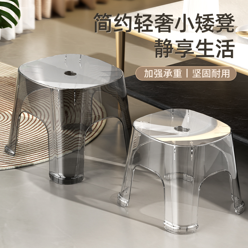 简约透明小凳子家用矮凳客厅茶几儿童换鞋凳加厚小型椅子塑料板凳详情图2