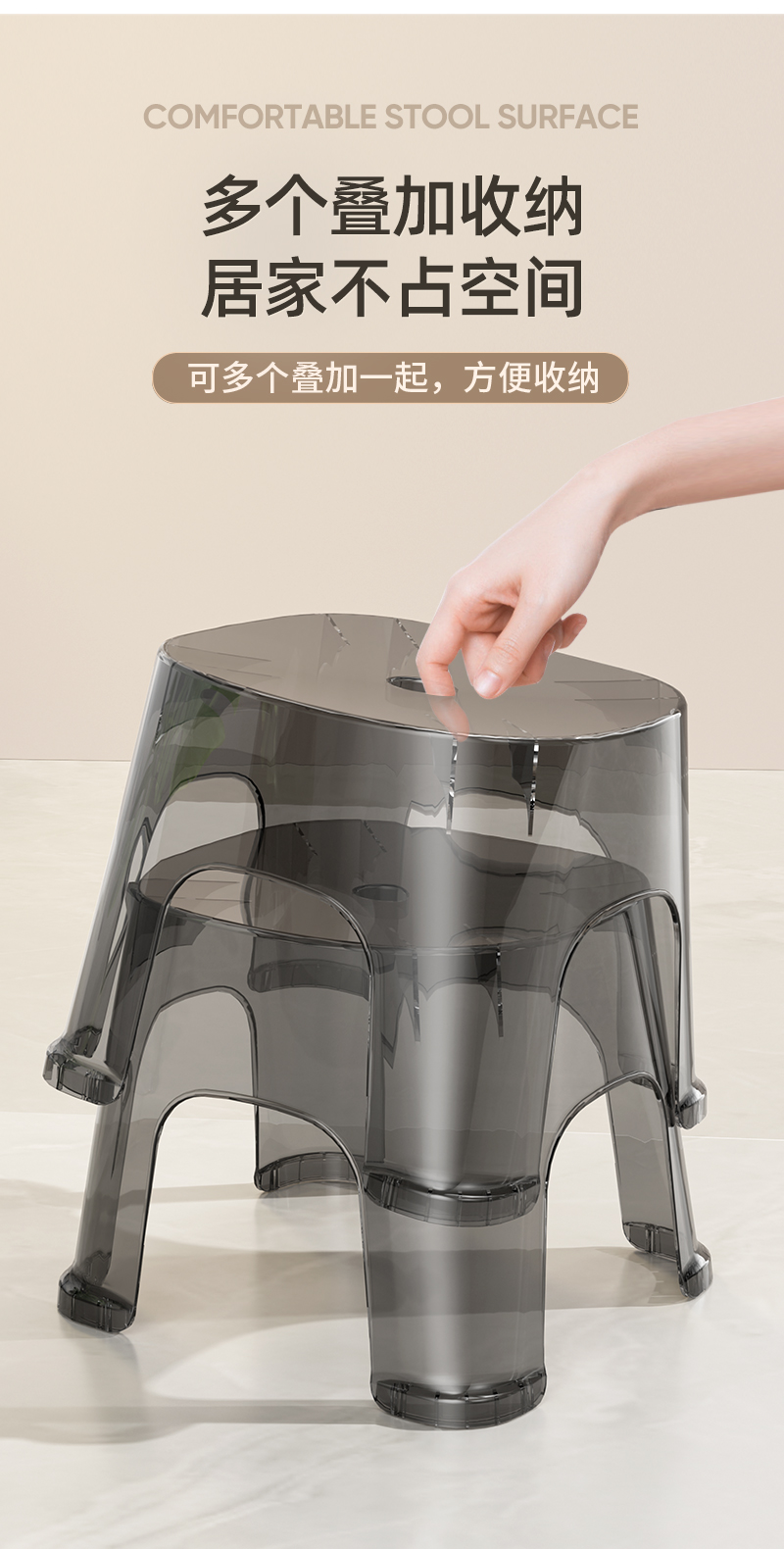 简约透明小凳子家用矮凳客厅茶几儿童换鞋凳加厚小型椅子塑料板凳详情6
