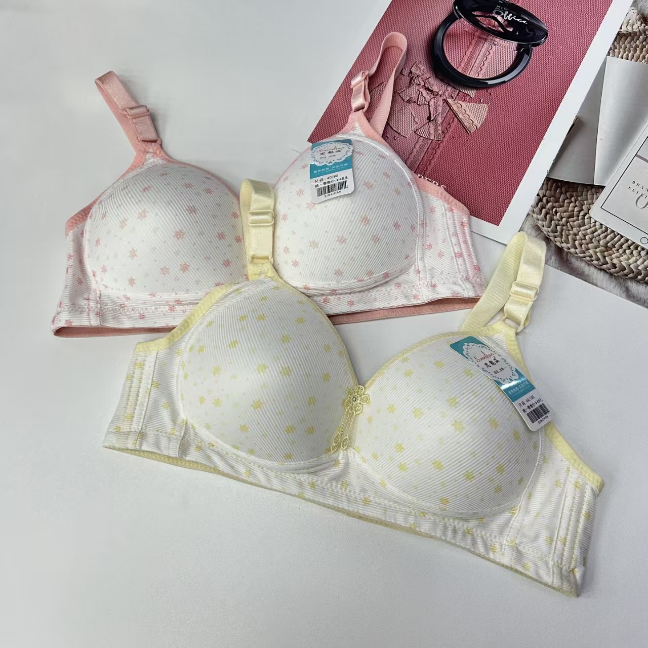 FCM-1801# Women's bras for export to the Middle East and Africa, comfortable gathering women's bras without underwire QNI Application Scenario
