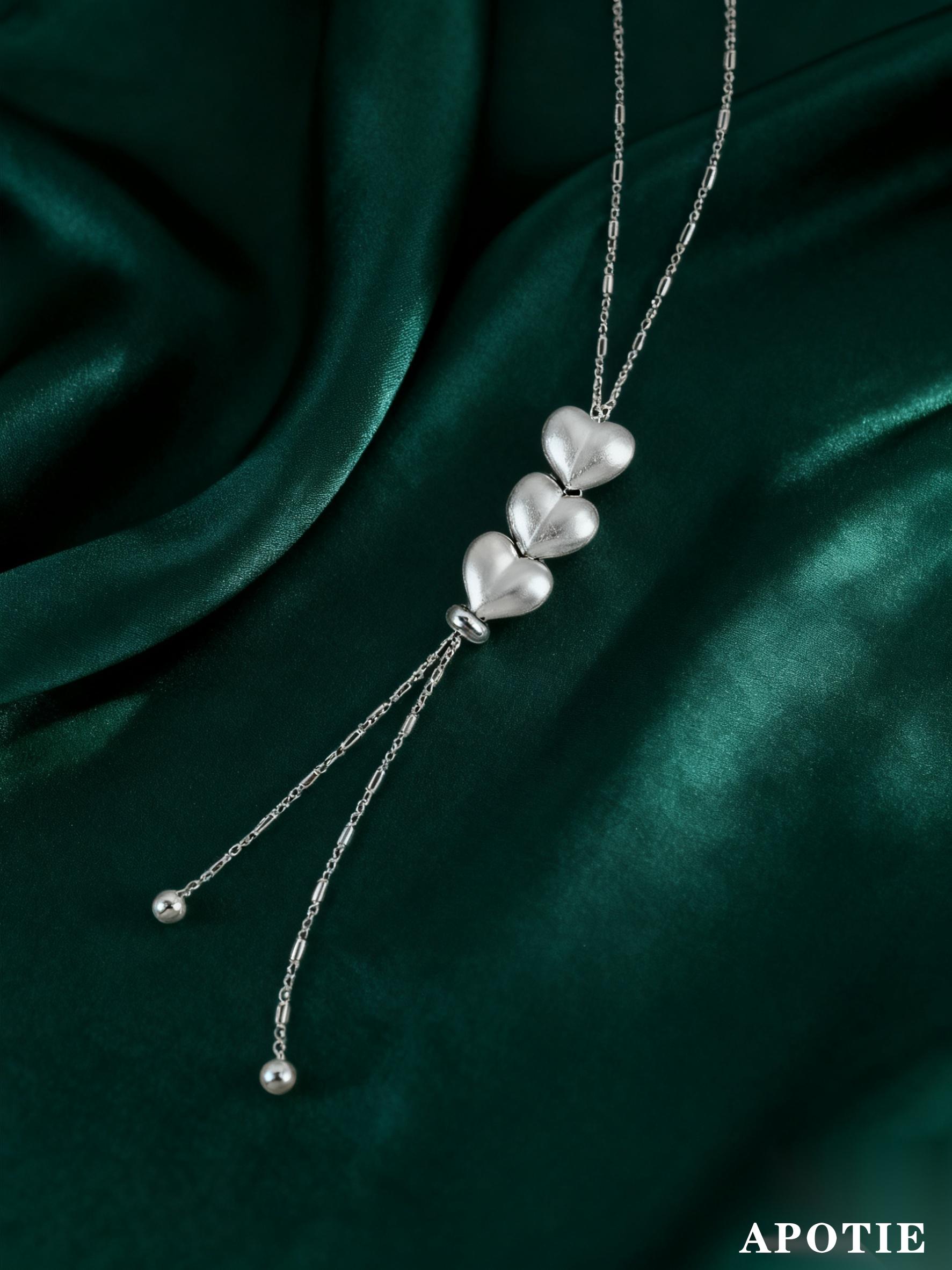 s925 sterling silver heart-shaped personalized and fashionable sweater with chain silver style details Picture