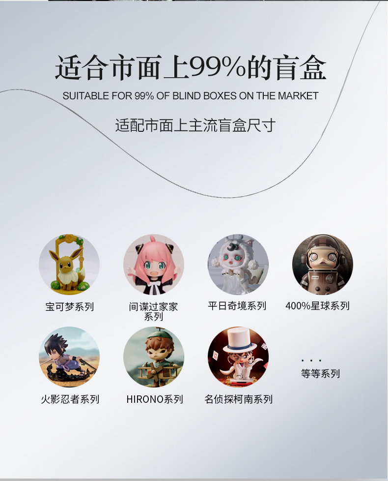 盲盒收纳展示架壁挂式泡泡马特展示盒陈列挂墙上置物架透明手办柜详情4