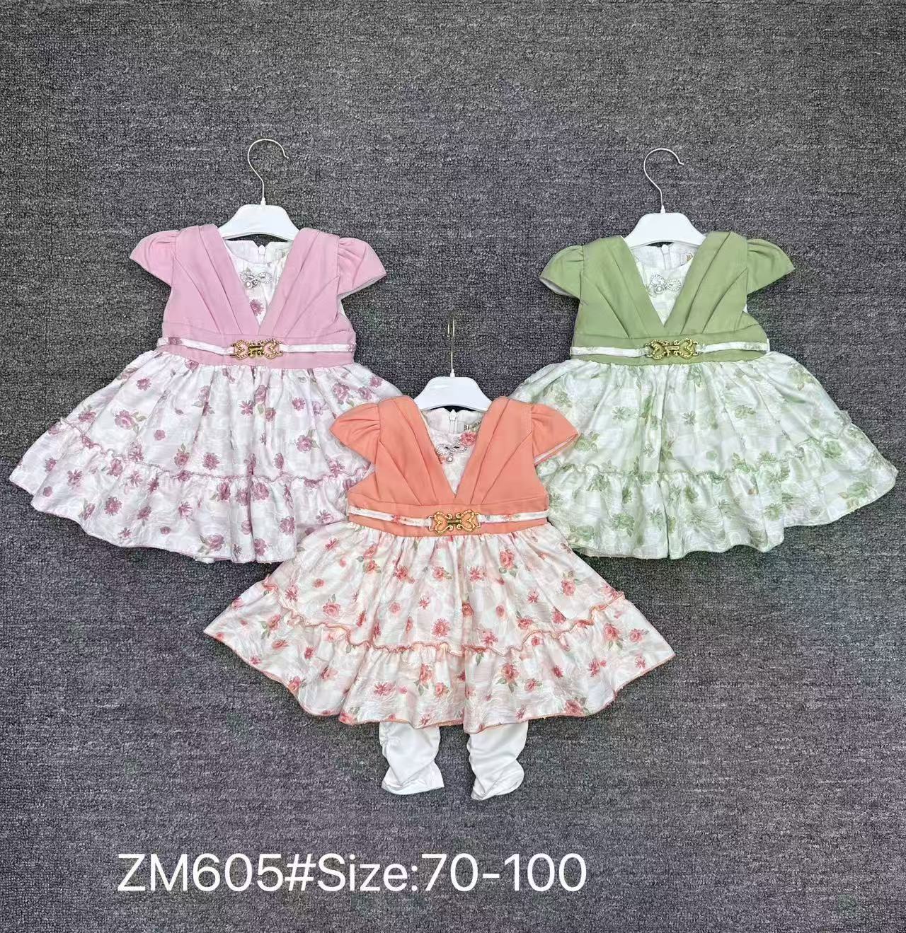 Three-piece set of beige, pink and blue children's dress, bow, lace edge baby dress, sweet and cool children's clothing, girl's chiffon dress, birthday supplies details Picture