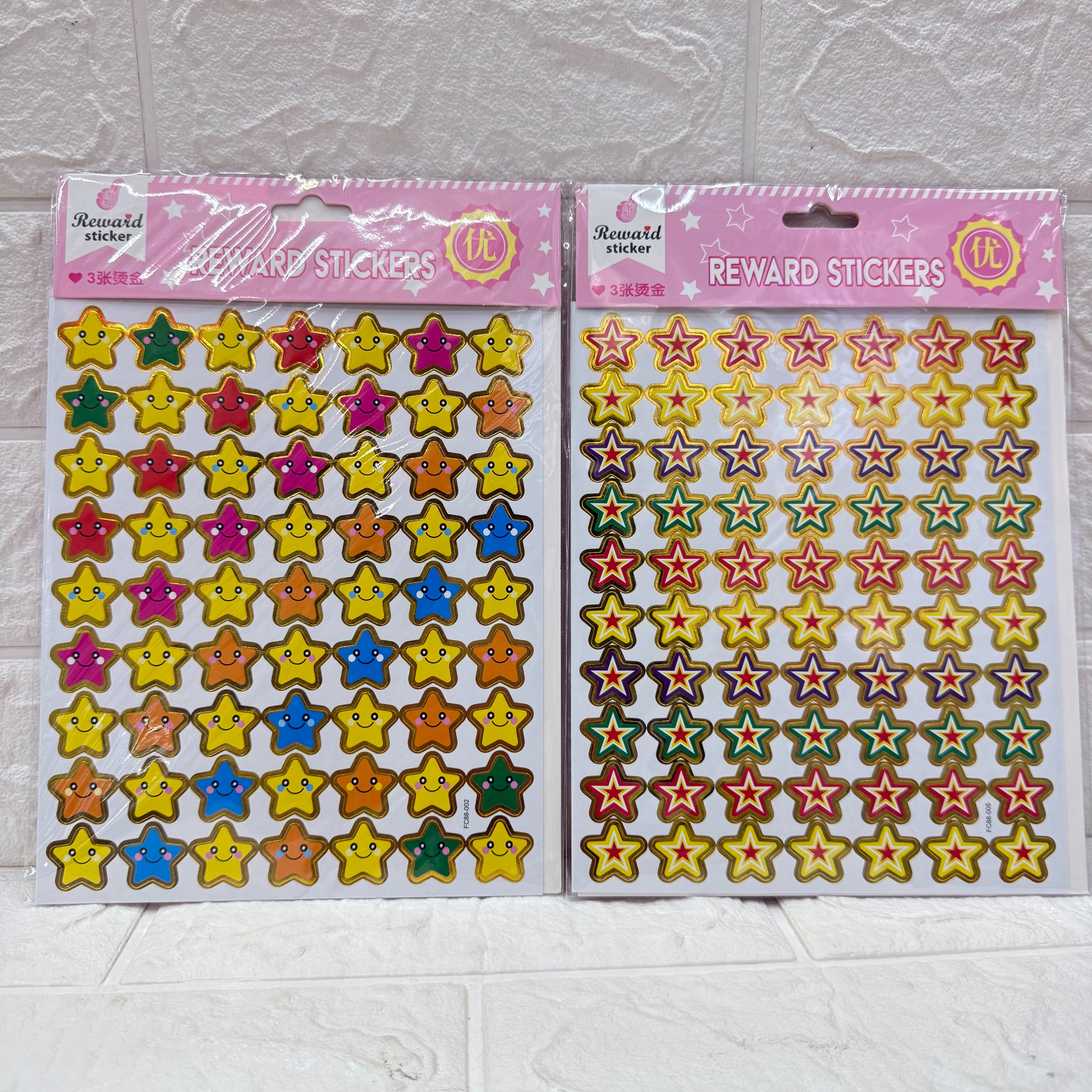Three sets of gold-embossed cartoon smiley face star stickers, children's three-dimensional reward stickers, and self-adhesive praise stickers details Picture