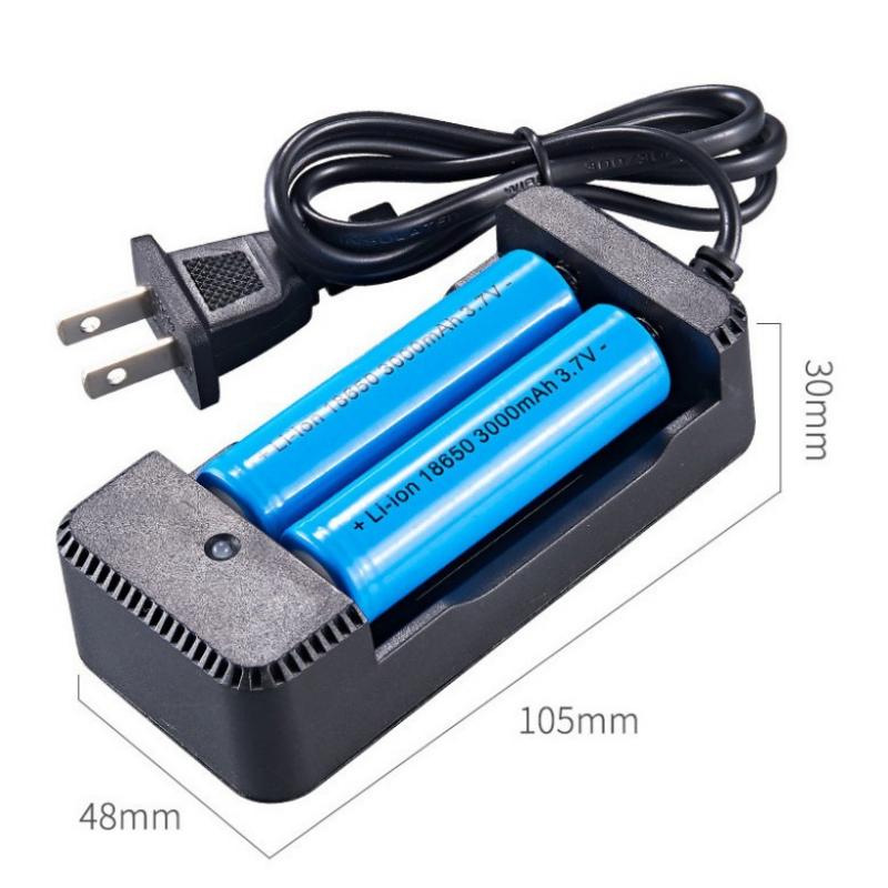 18650充电器双槽充 18650双充带线快充 3.7V4.2V强光手电筒充电器
