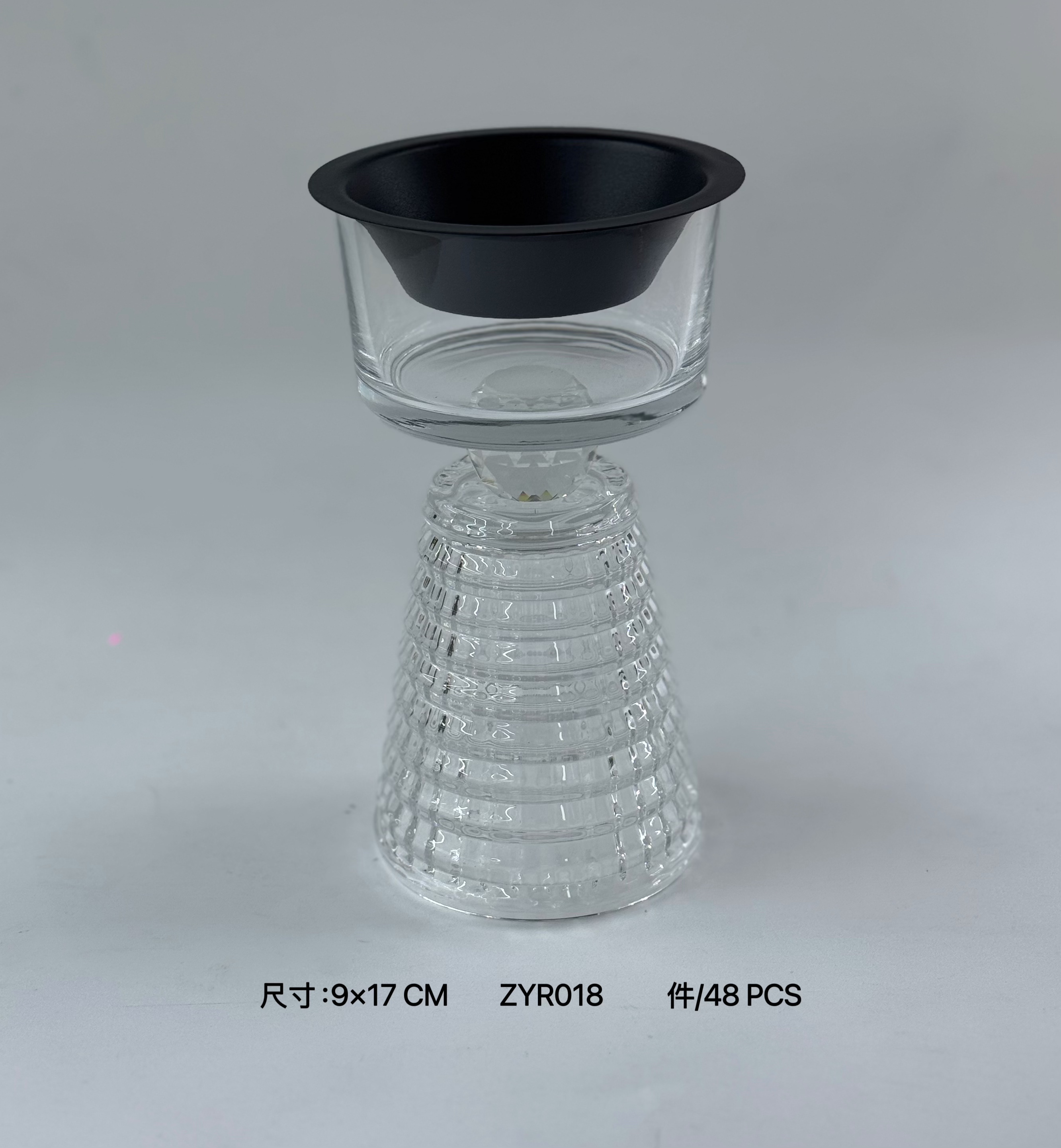 跨境透明玻璃烛台黑色内胆铁艺熏香炉蜡烛架蜡烛瓶香薰蜡烛座中东铁艺